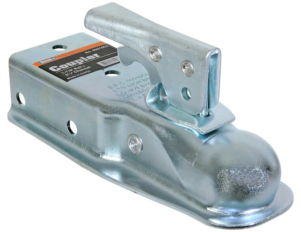 Straight Tongue Coupler - 1-7/8 Inch Ball, 2-1/2 Inch Channel, 200 Pound Tongue Weight, Zinc Plated