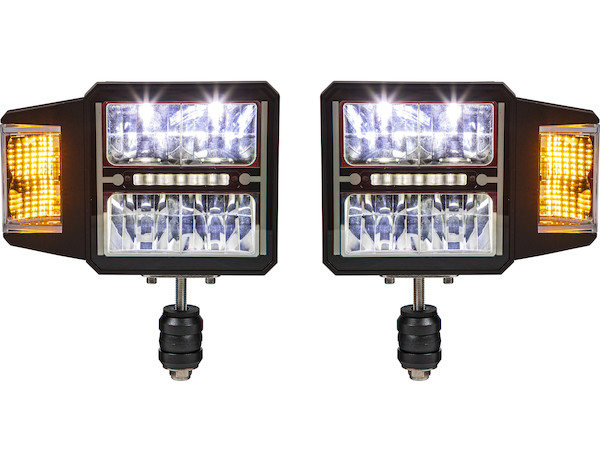 SAM Universal Heated LED Snow Plow Headlights with Multi-Mount Signal