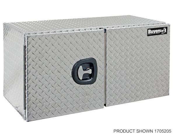 18x18x60 Inch Diamond Tread Aluminum Underbody Truck Box - Double Barn Door, 3-Point Compression Latch