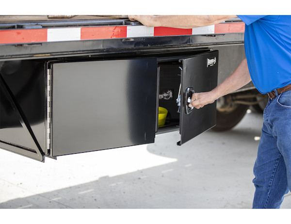 24x24x30 Inch Black Smooth Aluminum Underbody Truck Tool Box - Double Barn Door, 3-Point Compression Latch