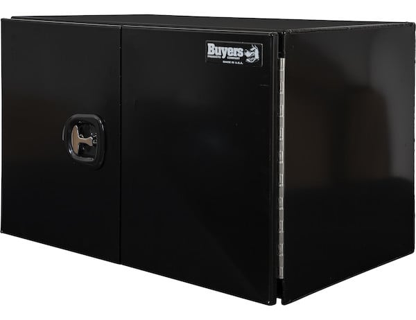 24x24x72 Inch Black Smooth Aluminum Underbody Truck Tool Box - Double Barn Door, 3-Point Compression Latch