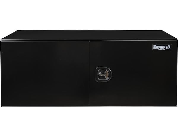 24x24x72 Inch Black Smooth Aluminum Underbody Truck Tool Box - Double Barn Door, 3-Point Compression Latch