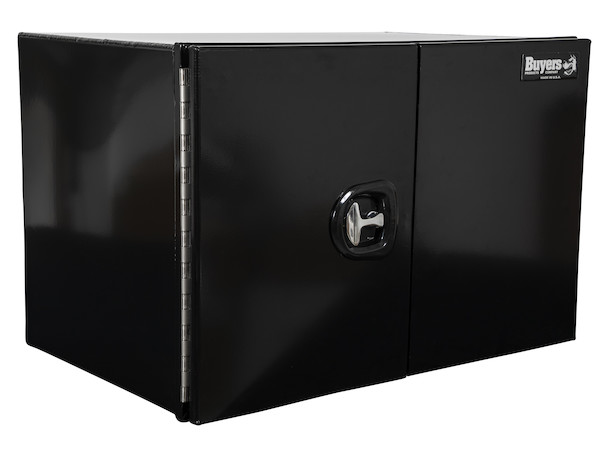 24x24x72 Inch Pro Series Black Smooth Aluminum Underbody Truck Box with Barn Door - Double Barn Door, 3-point Compression Latch