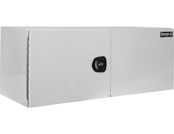 24x24x72 Inch White Smooth Aluminum Underbody Truck Tool Box - Double Barn Door, 3-Point Compression Latch
