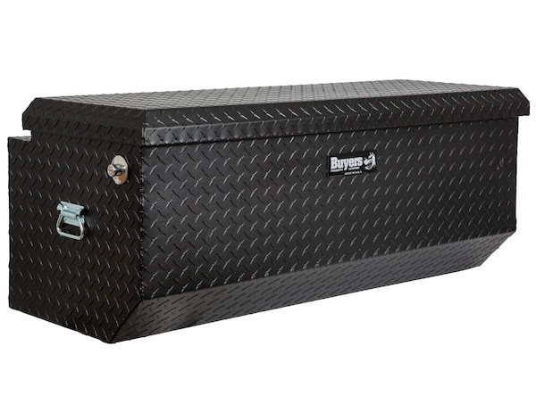 19x20/16x47 Inch Textured Matte Black Diamond Tread Aluminum All-Purpose Chest with Angled Base