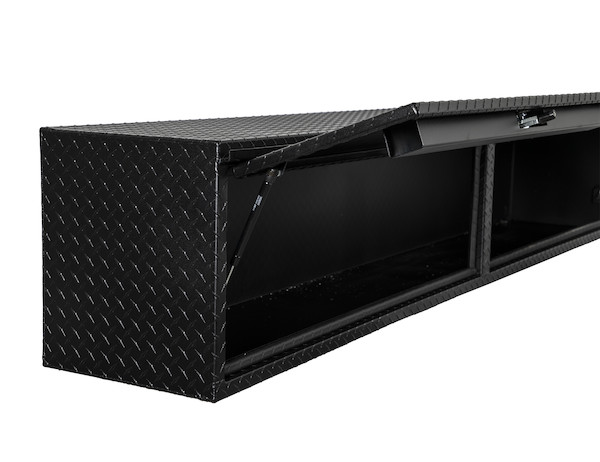 18x16x96 Textured Matte Black Diamond Tread Aluminum Topsider Truck Box with Flip-Up Door