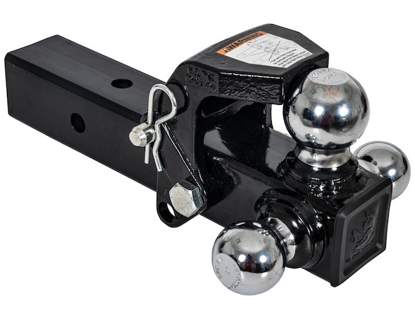 Tri-Ball Hitch with Pintle Hook and Chrome Towing Balls - 2-1/2 Inch Receiver