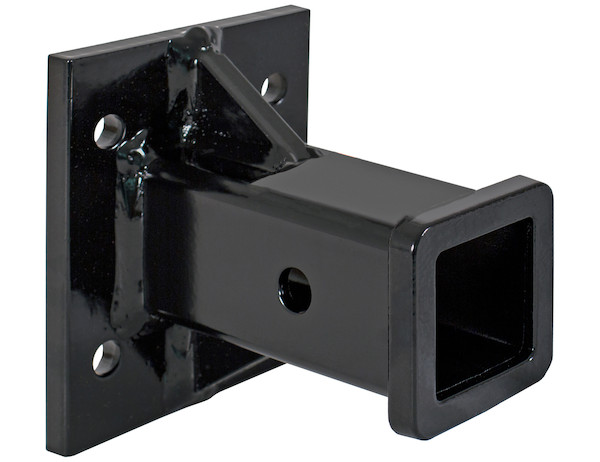Black Receiver Tube 2 Inch I.D. x 6 Inch Long Welded To 1/2 Inch Mounting Plate