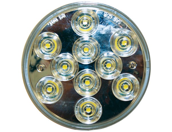 4 Inch Clear Round Backup Light Kit With 10 LEDs (PL-2 Connection, Includes Grommet and Plug)