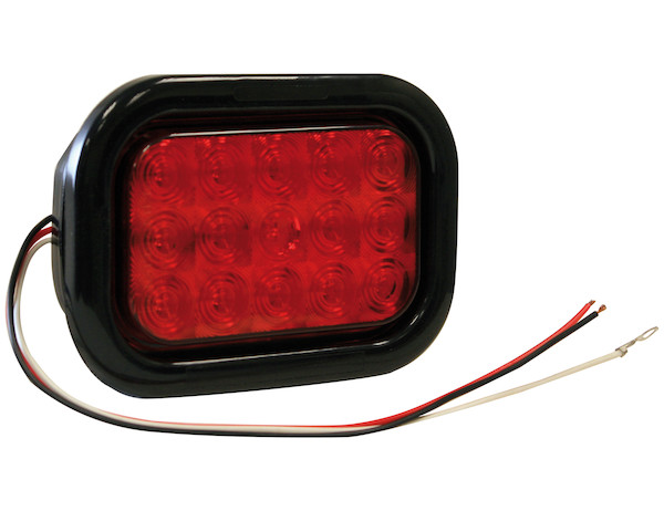 5.375 Inch Red Rectangular Stop/Turn/Tail Light Kit with 15 LEDs (PL-3 Connection, Includes Grommet and Plug)