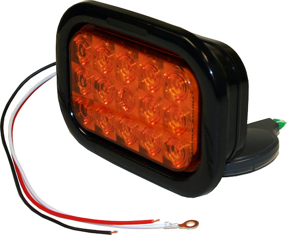 5.375 Inch Amber Rectangular Turn Signal Light Kit with 15 LEDs (PL-3 Connection, Includes Grommet and Plug)