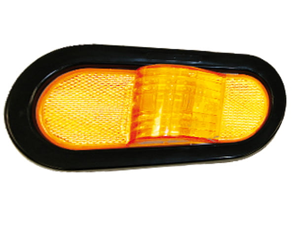 6 Inch Amber Oval Mid-Turn Signal-Side Marker Light Kit with 9 LEDs (PL-3 Connection, Includes Grommet and Plug)