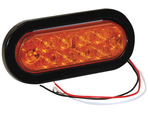6 Inch Amber Oval Turn Signal Light Kit with 10 LEDs (PL-3 Connection, Includes Grommet and Plug)