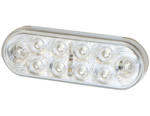 6 Inch Clear Oval Interior Dome Light With 10 LED and White Housing