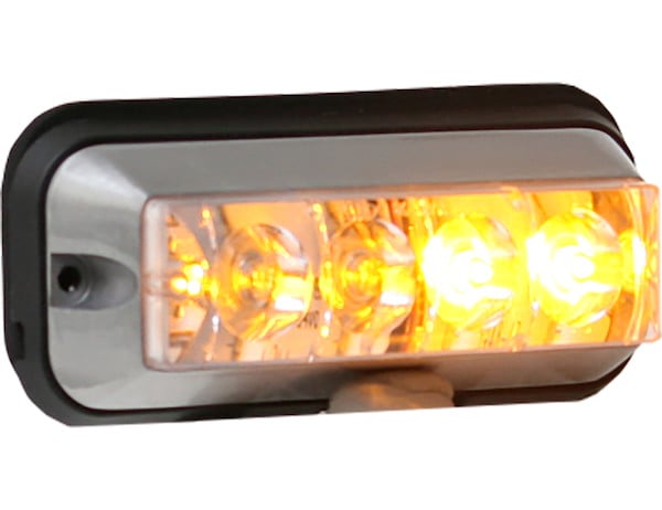 Raised 5 Inch Amber/Clear LED Strobe Light with 19 Flash Patterns