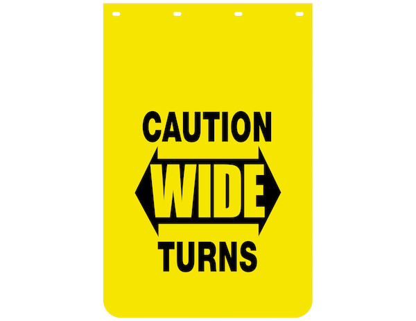 Caution Wide Turns Yellow Polymer Mudflaps 24x36 Inch