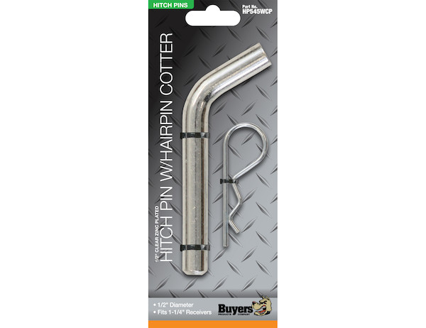 1/2 x 2.84 Inch Clear Zinc Hitch Pin With Cotter - Retail Packaged