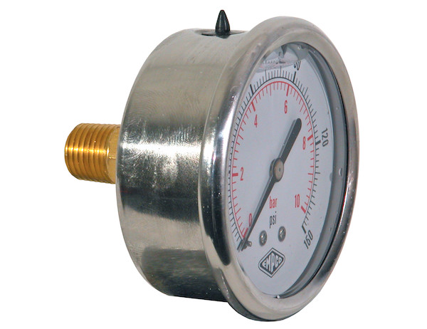 Silicone Filled Pressure Gauge - Center Back Mount 0-160 PSI