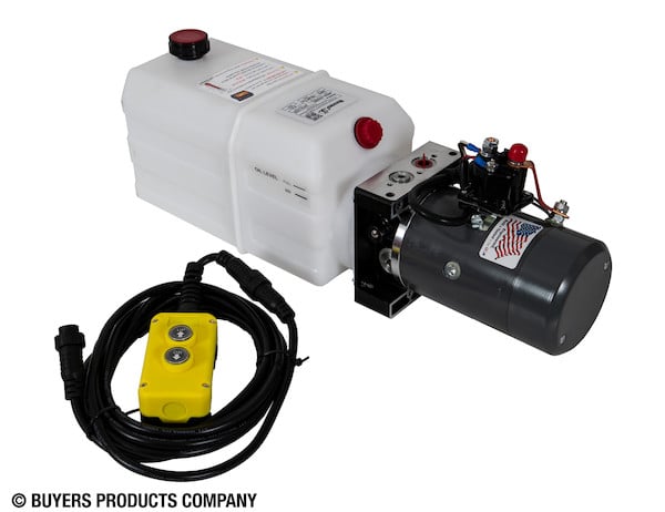 Buyers 3-Way DC Power Unit-Electric Controls Horizontal 1.5 Gallon Poly Reservoir