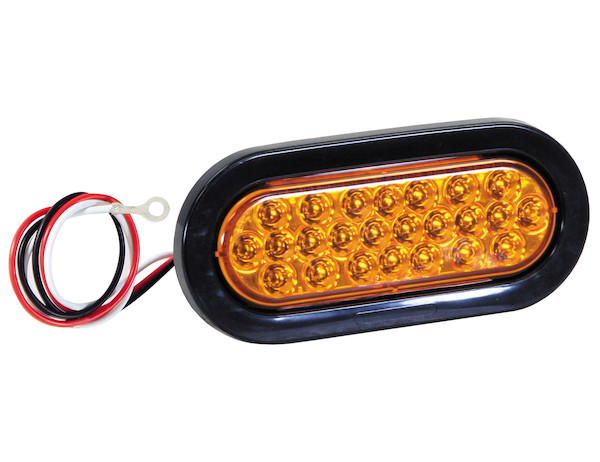 Amber 6 Inch Oval Recessed LED Strobe Light with Quad Flash (Amber LEDs, Amber Lens)