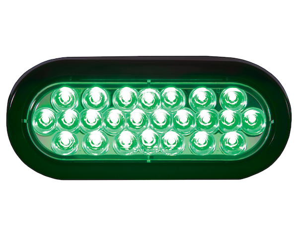 Green 6 Inch Oval Recessed LED Strobe Light with Quad Flash