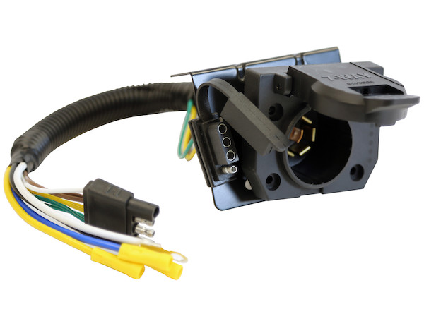 7-Way Dual-Plug Trailer Connector with 10 Inch Prewired Harness