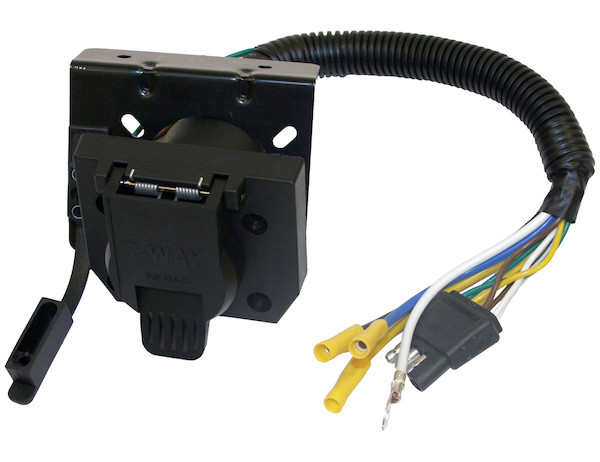7-Way Dual-Plug Trailer Connector with 10 Inch Prewired Harness