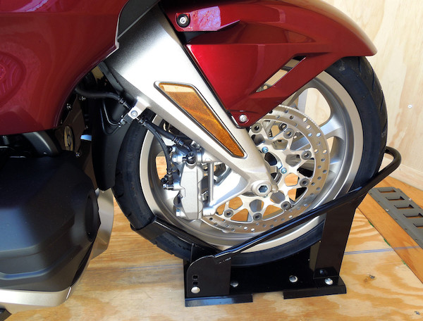 Black Powder-Coated Steel Motorcycle Wheel Chock